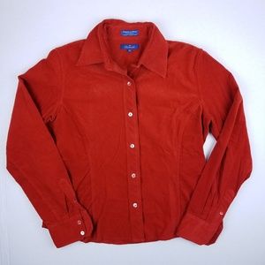 ✔Rust Red Corduroy Button Up Light Jacket Medium